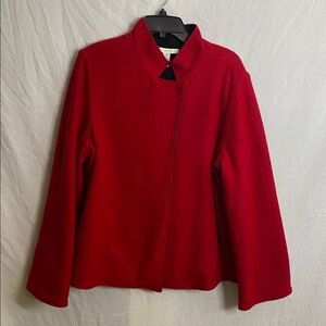 CHICOS Chico’s size 3 XL red and black wool jacket mandarin collar asymmetric